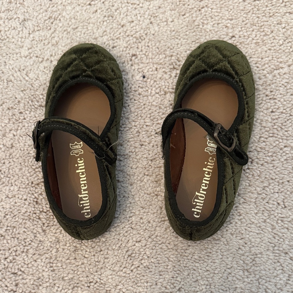Quilted Kids Dress Shoes - Dark Green